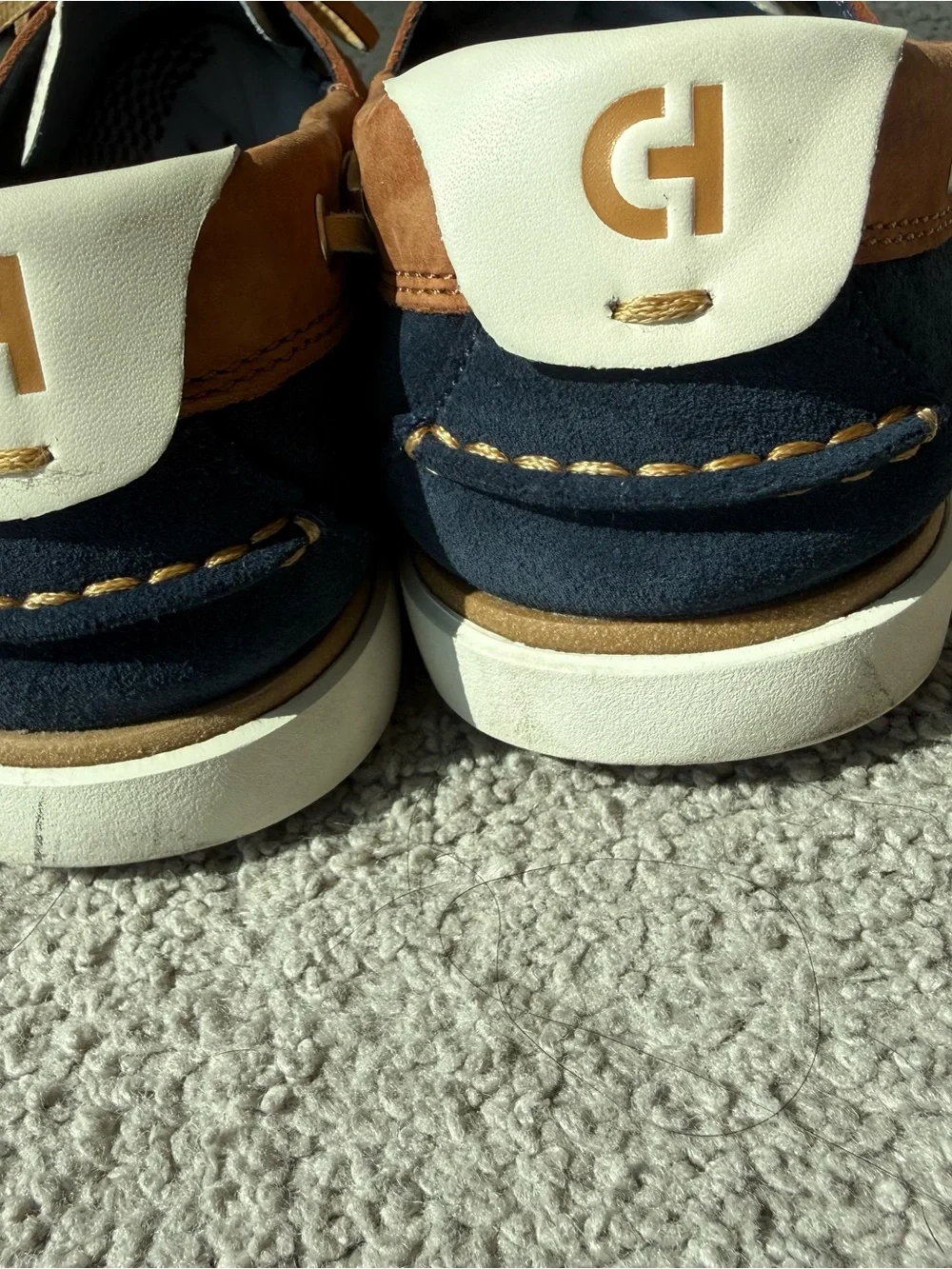 Cole Haan Men’s White, Brown & Navy Leather Boat Shoes
